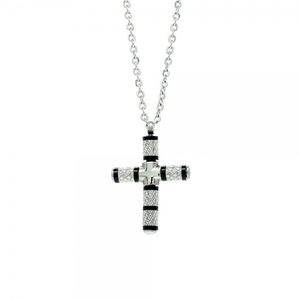 Αλυσίδα με δίχρωμο σταυρό από ανοξείδωτο ατσάλι