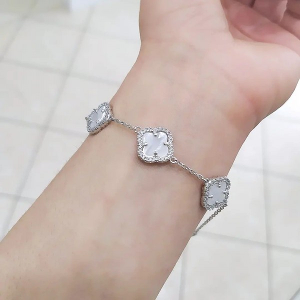 Ασημένιο βραχιόλι με τρεις σταυρούς φίλντισι