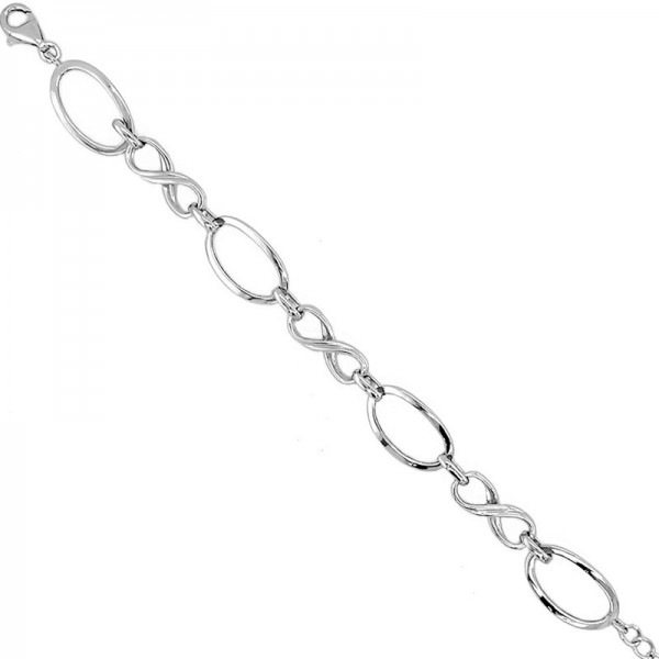 Ασημένια αλυσίδα για το χέρι με κρίκους και το άπειρο 