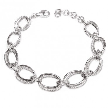 Ασημένια αλυσίδα για το χέρι με διπλούς κρίκους 