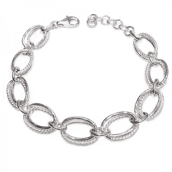 Ασημένια αλυσίδα για το χέρι με διπλούς κρίκους 