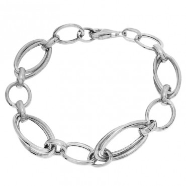 Ασημένιο βραχιόλι αλυσίδα με μεγάλους κρίκους 