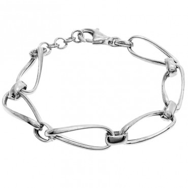Ασημένιο βραχιόλι αλυσίδα με μεγάλους κρίκους 