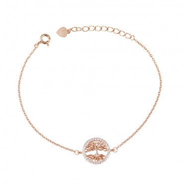 Ασημένιο με επιχρύσωση ροζ χρυσού βραχιόλι με το δέντρο της ζωής Ασημένιο με επιχρύσωση ροζ χρυσού βραχιόλι με το δέντρο της ζωής