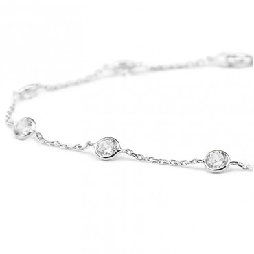 Ασημένιο βραχιόλι με πέτρες ζιργκόν σε λευκό χρώμα