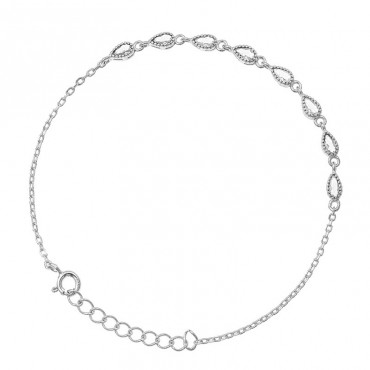 Ασημένιο αλυσιδάκι για το χέρι με λευκές πέτρες ζιργκόν 