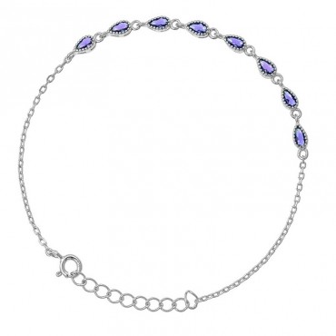 Ασημένιο αλυσιδάκι για το χέρι με πέτρες ζιργκόν - αμέθυστο