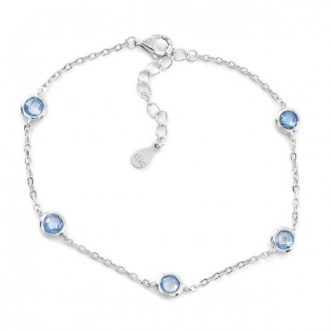 Ασημένιο βραχιόλι με πέτρες ζιργκόν σε aqua-marine χρώμα
