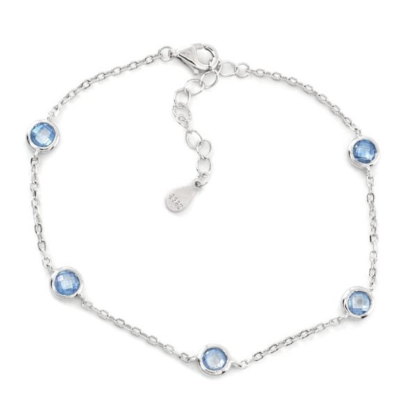 Ασημένιο βραχιόλι με πέτρες ζιργκόν σε aqua-marine χρώμα