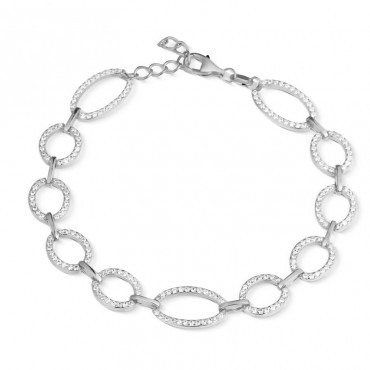 Ασημένιο βραχιόλι-αλυσίδα με πέτρες ζιργκόν 