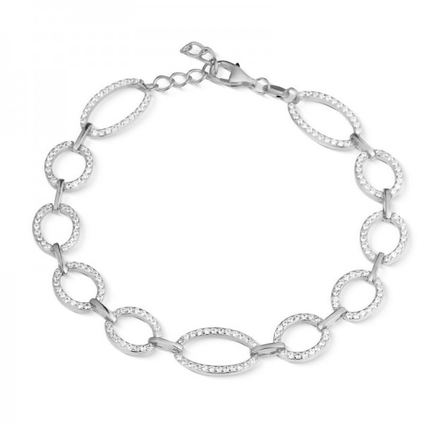 Ασημένιο βραχιόλι-αλυσίδα με πέτρες ζιργκόν 