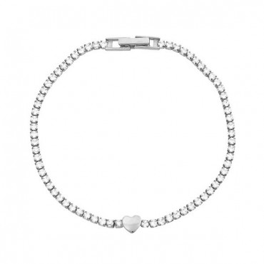 Ασημένιο βραχιόλι ριβιέρα με καρδιά 