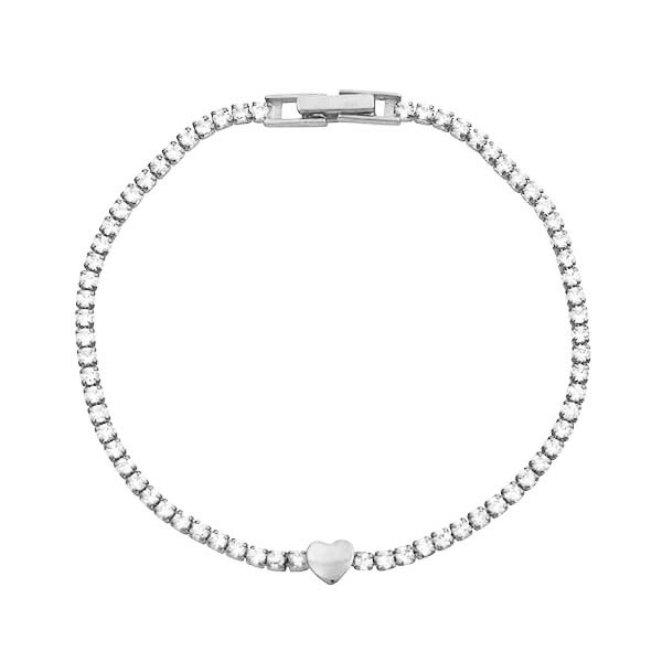 Ασημένιο βραχιόλι ριβιέρα με καρδιά 