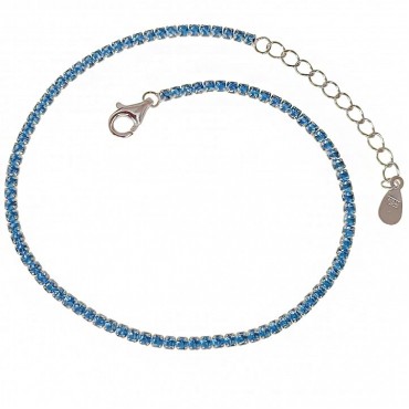 Ασημένιο βραχιόλι ριβιέρα με aqua-marine πέτρες 