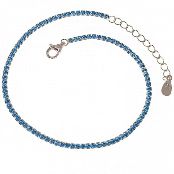 Ασημένιο βραχιόλι ριβιέρα με aqua-marine πέτρες 