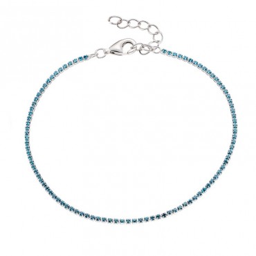 Ασημένιο βραχιόλι ριβιέρα με πέτρες aqua-marine