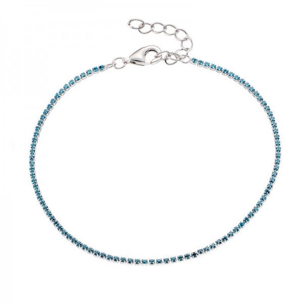 Ασημένιο βραχιόλι ριβιέρα με πέτρες aqua-marine
