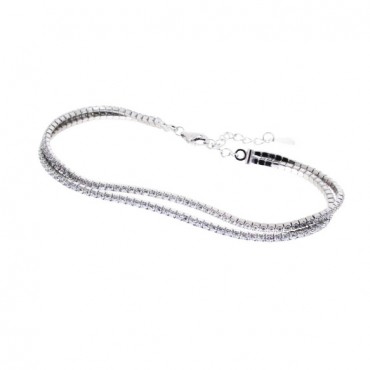 Ασημένιο βραχιόλι διπλή ριβιέρα με πέτρες ζιργκόν