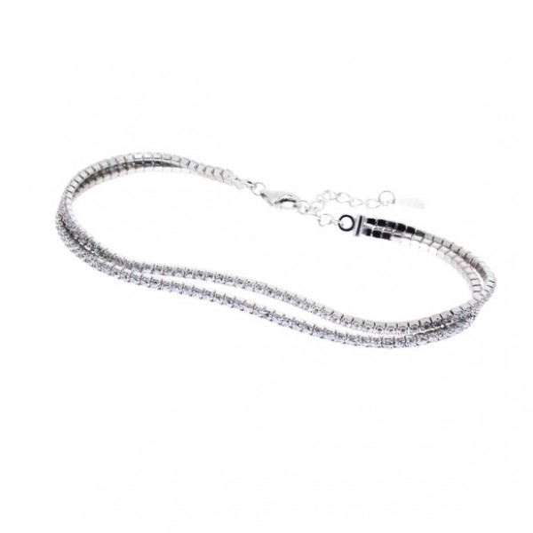 Ασημένιο βραχιόλι διπλή ριβιέρα με πέτρες ζιργκόν