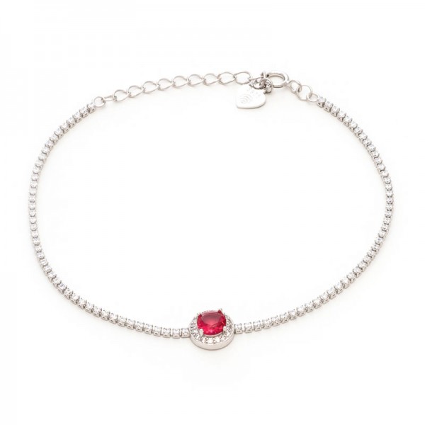 Ασημένιο βραχιόλι ριβιέρα με κόκκινη πέτρα