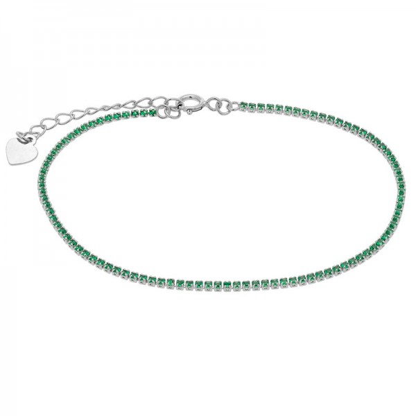 Ασημένιο βραχιόλι ριβιέρα με πράσινες πέτρες