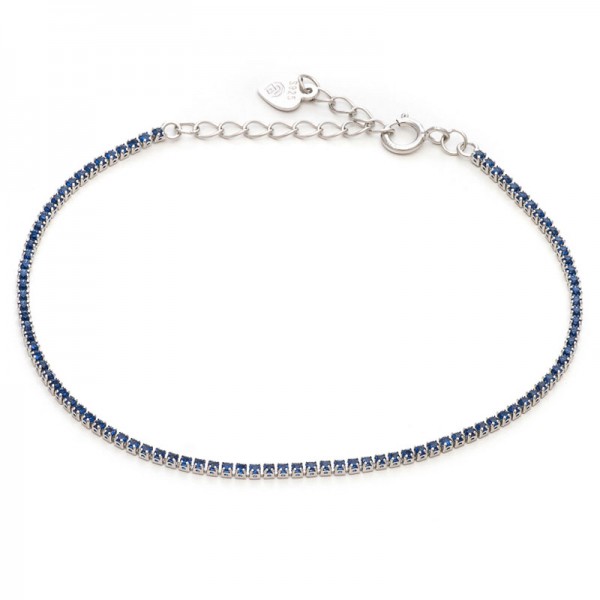 Ασημένιο βραχιόλι ριβιέρα με μπλε πέτρες ζιργκόν