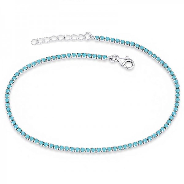 Ασημένιο βραχιόλι - ριβιέρα με τυρκουαζ πέτρες