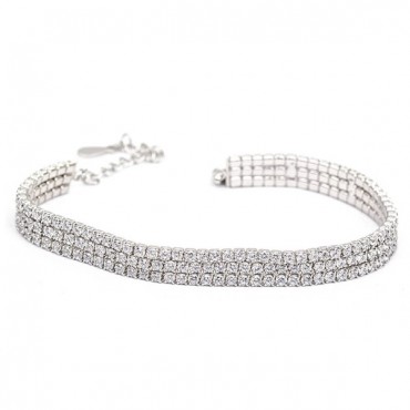 Ασημένιο βραχιόλι τριπλή ριβιέρα 