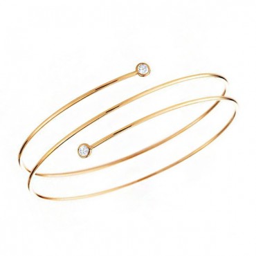 Ασημένιο με επιχρύσωση 18Κ τριπλό βραχιόλι με λευκές πέτρες ζιργκόν