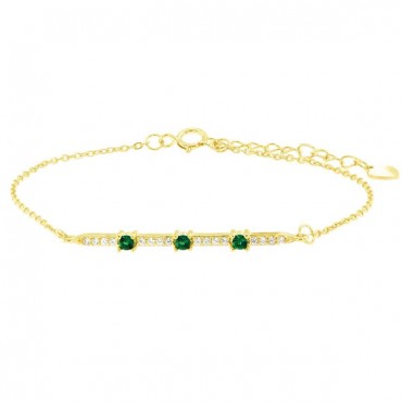 Ασημένιο και επιχρυσωμένο βραχιόλι με λευκές και πράσινες πέτρες ζιργκόν Ασημένιο και επιχρυσωμένο βραχιόλι με λευκές και πράσινες πέτρες ζιργκόν