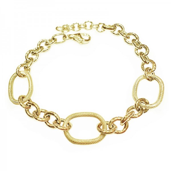 Ασημένια αλυσίδα για το χέρι με μεγάλους κρίκους , επιχρυσωμένη