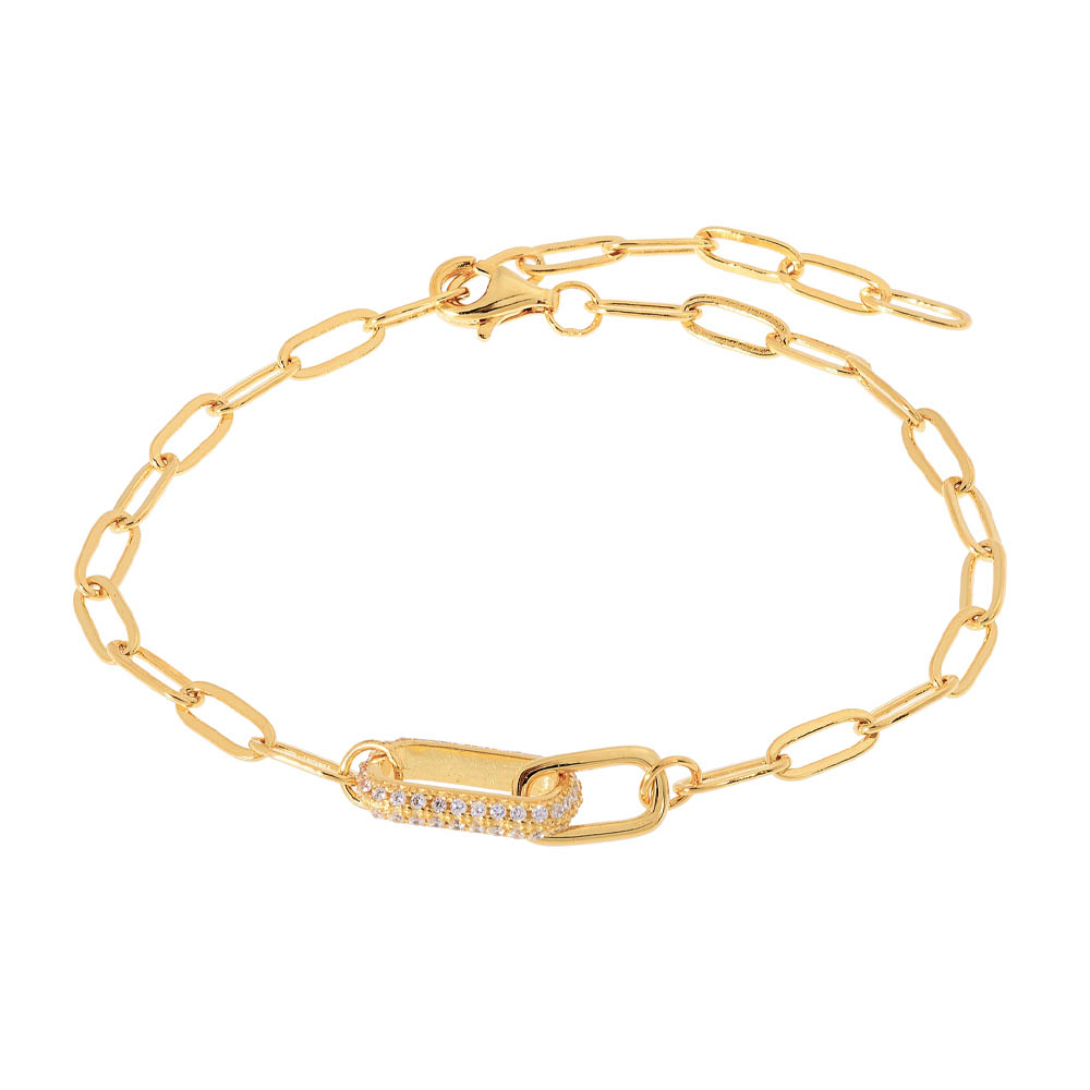 Ασημένιο και επιχρυσωμένο βραχιόλι με μεγάλους κρίκους ενωμένους Ασημένιο και επιχρυσωμένο βραχιόλι με μεγάλους κρίκους ενωμένους