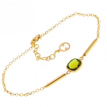 Ασημένιο με επιχρύσωση 18Κ βραχιόλι με πέριντοτ κρύσταλλο Ασημένιο με επιχρύσωση 18Κ βραχιόλι με πέριντοτ κρύσταλλο