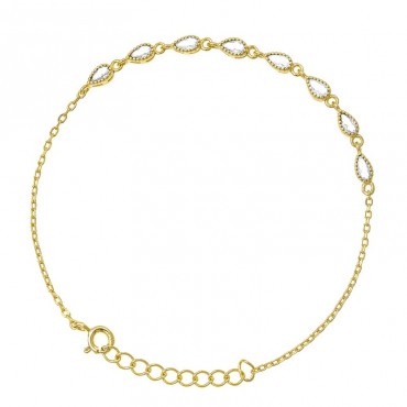 Ασημένιο αλυσιδάκι για το χέρι με λευκές πέτρες ζιργκόν , επιχρυσωμένο 