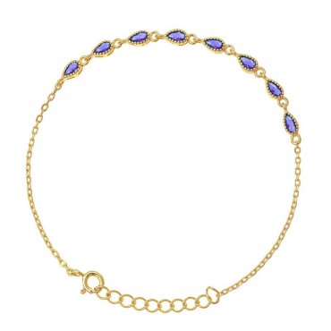 Ασημένιο αλυσιδάκι για το χέρι με πέτρες ζιργκόν-αμέθυστος , επιχρυσωμένο