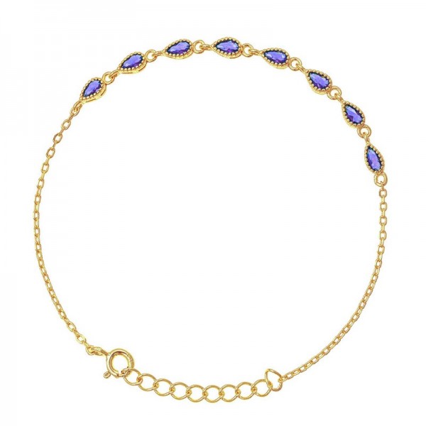 Ασημένιο αλυσιδάκι για το χέρι με πέτρες ζιργκόν-αμέθυστος , επιχρυσωμένο