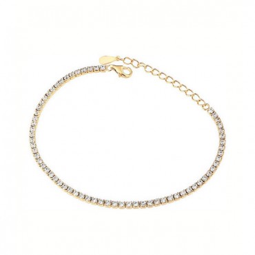 Ασημένιο , επίχρυσο βραχιόλι λεπτή ριβιέρα 