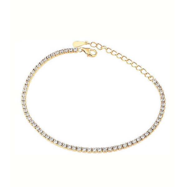 Ασημένιο , επίχρυσο βραχιόλι λεπτή ριβιέρα 