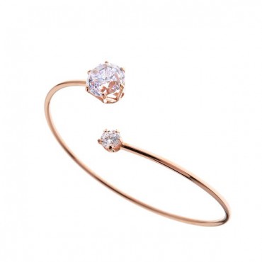 Ασημένιο σταθερό βραχιόλι με επιχρύσωση ροζ χρυσού και λευκές πέτρες ζιργκόν Ασημένιο σταθερό βραχιόλι με επιχρύσωση ροζ χρυσού και λευκές πέτρες ζιργκόν