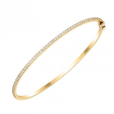 Ασημένιο και επιχρυσωμένο σταθερό βραχιόλι - ριβιέρα 