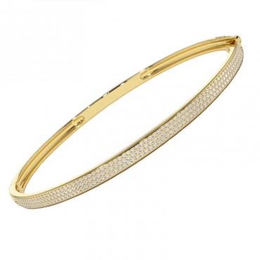 Ασημένιο επίχρυσο σταθερό βραχιόλι με λευκές πέτρες ζιργκόν