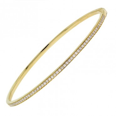 Ασημένιο επίχρυσο σταθερό βραχιόλι με πέτρες ζιργκόν 