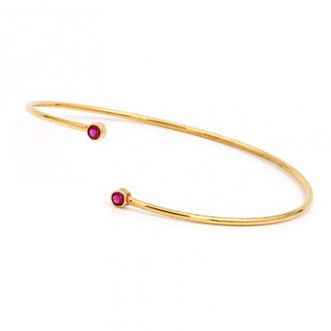 Ασημένιο με επιχρύσωση 18Κ σταθερό βραχιόλι με κόκκινες πέτρες Ασημένιο με επιχρύσωση 18Κ σταθερό βραχιόλι με κόκκινες πέτρες