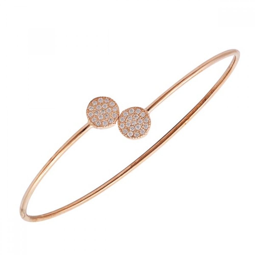 Ασημένιο με επιχρύσωση ροζ χρυσού σταθερό βραχιόλι με πέτρες ζιργκόν Ασημένιο με επιχρύσωση ροζ χρυσού σταθερό βραχιόλι με πέτρες ζιργκόν