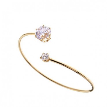 Ασημένιο και επιχρυσωμένο σταθερό βραχιόλι με πέτρες ζιργκόν Ασημένιο και επιχρυσωμένο σταθερό βραχιόλι με πέτρες ζιργκόν
