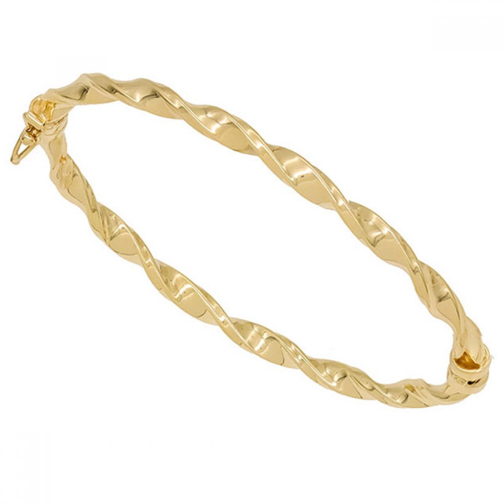 Ασημένια και επιχρυσωμένη στριφτή χειροπέδα με λουστρέ φινίρισμα Ασημένια και επιχρυσωμένη στριφτή χειροπέδα με λουστρέ φινίρισμα