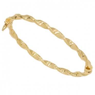 Ασημένια και επιχρυσωμένη στριφτή χειροπέδα με λουστρέ φινίρισμα 