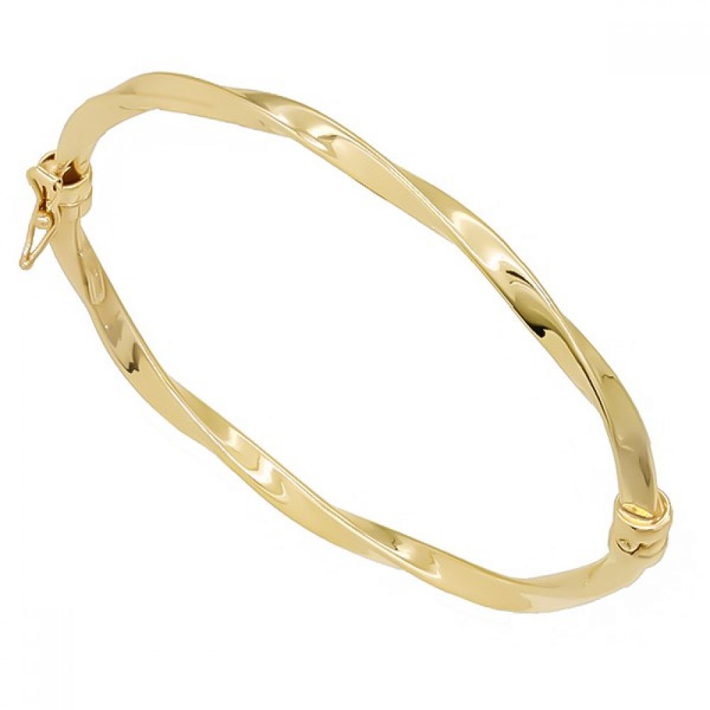 Ασημένια και επιχρυσωμένη στριφτή χειροπέδα με λουστρέ φινίρισμα Ασημένια και επιχρυσωμένη στριφτή χειροπέδα με λουστρέ φινίρισμα