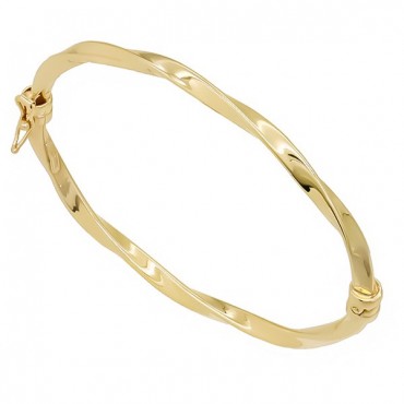 Ασημένια και επιχρυσωμένη στριφτή χειροπέδα με λουστρέ φινίρισμα