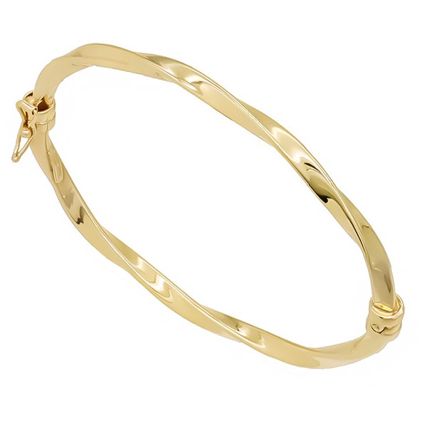 Ασημένια και επιχρυσωμένη στριφτή χειροπέδα με λουστρέ φινίρισμα